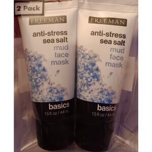 Freeman Anti-Stress Sea Salt Mud Face Mask (pk of 2) 1.5 oz each tube NEW